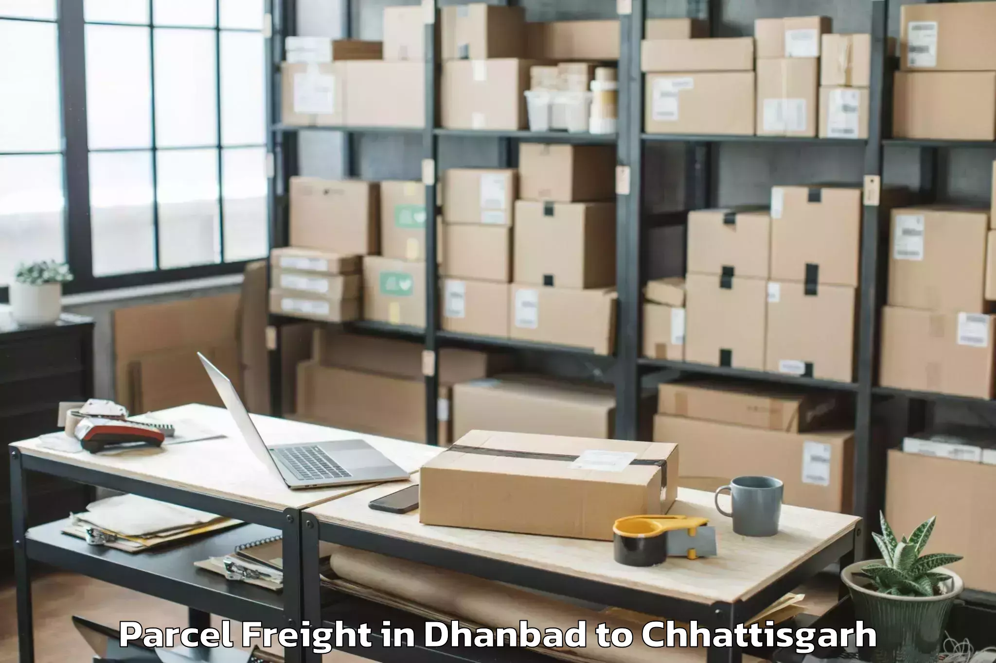 Easy Dhanbad to Dabhra Parcel Freight Booking